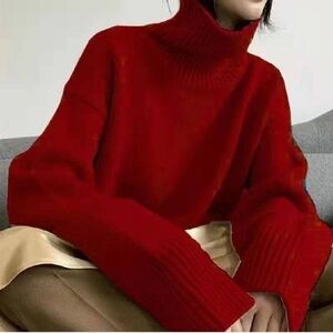 Women's Red Turtleneck Sweater